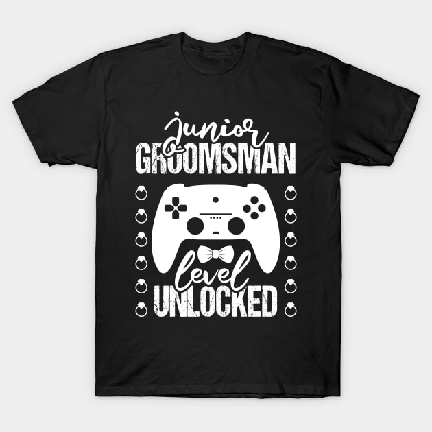 Junior Groomsman Level Unlocked Wedding Party T-Shirt by Tesszero